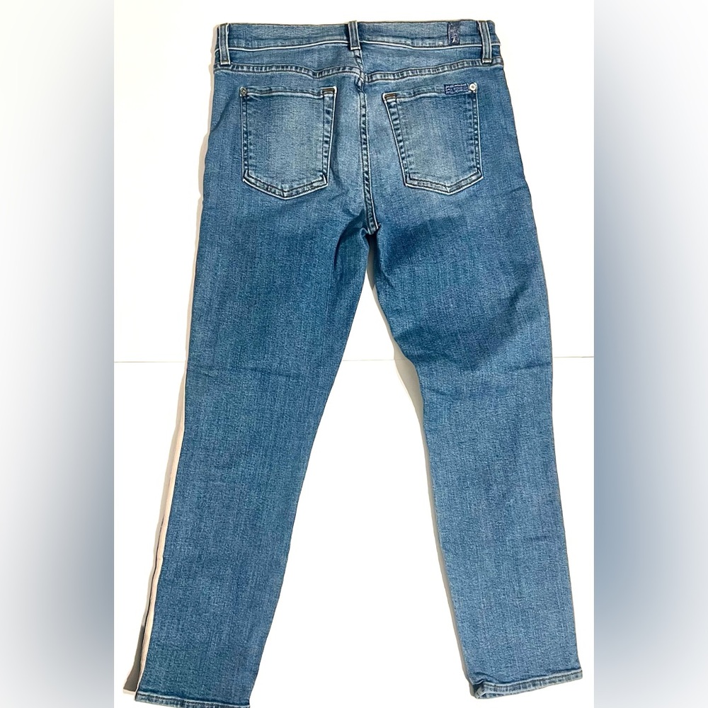 7 For All Mankind Boot Cut Mid Rise with Pink Suede Piping - Picture 3 of 6